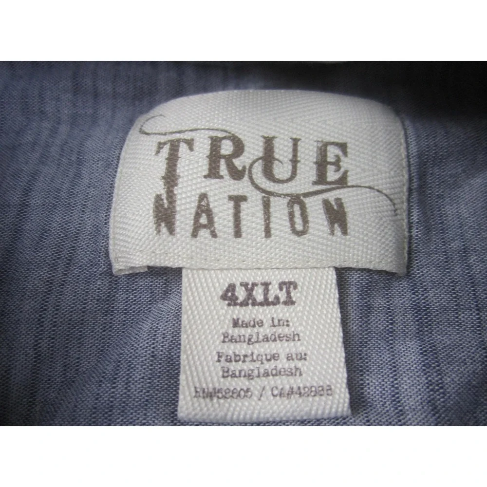 True Nation Shirt Mens 4XLT Gray Button Down Long Sleeve Big & Tall Cotton‎ Slub - Picture 3 of 8